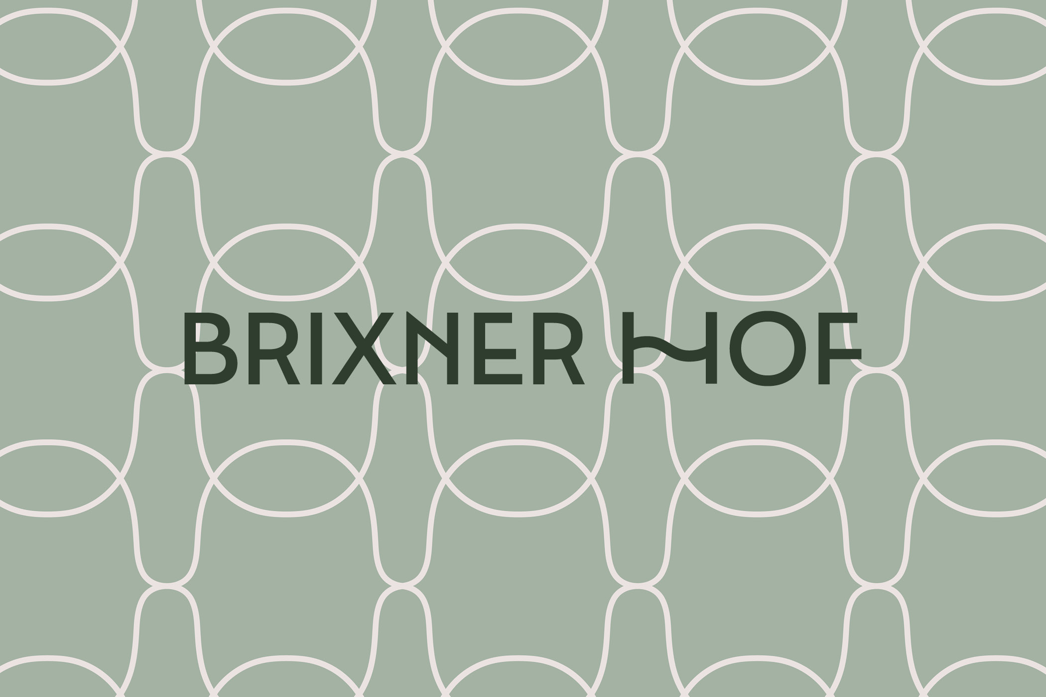 Grafik mit Schriftzug 'BRIXNER HOF' auf geometrischem Muster