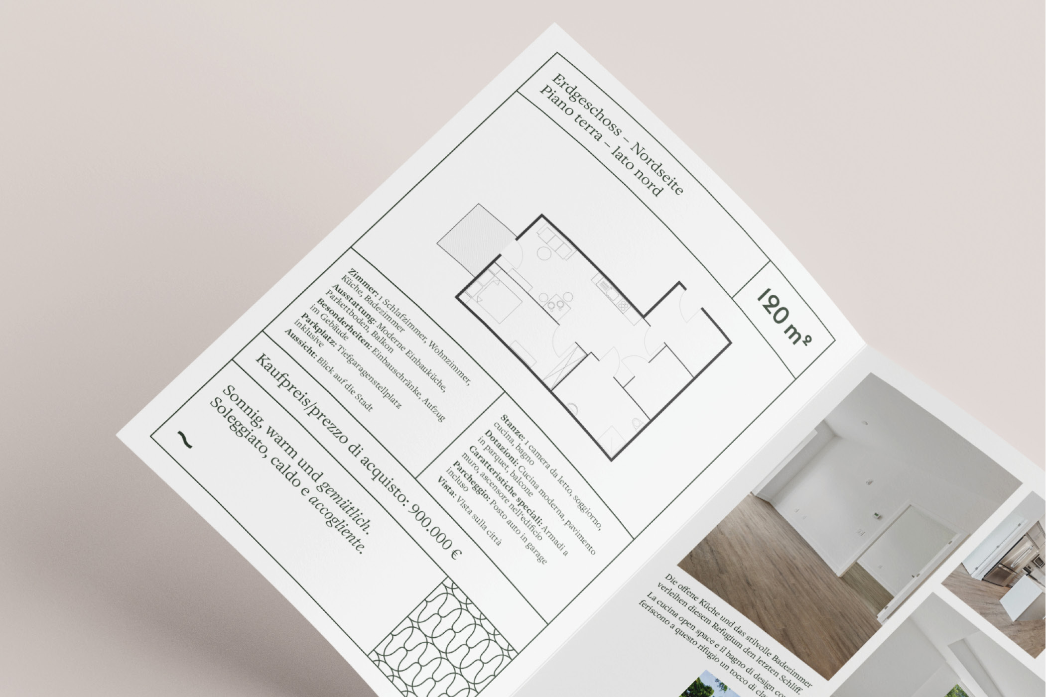 Grundriss eines Erdgeschosses mit 120 m² Fläche